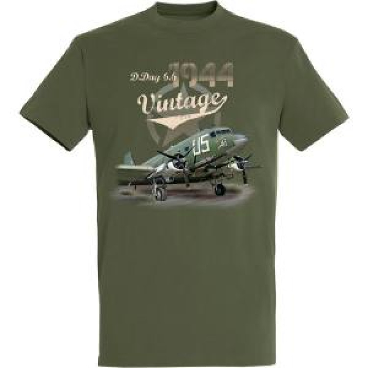 T-shirt homme Avion Tarmac Vintage D-Day 1944 Army M