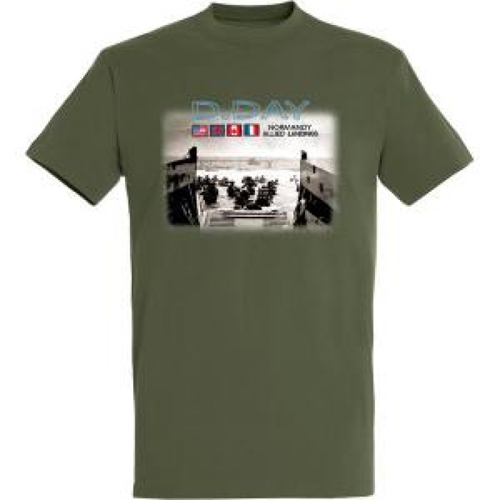 Tshirt homme Barge Débarquement  Broderie E908 Ref 22734 Drapeaux DDay Army S