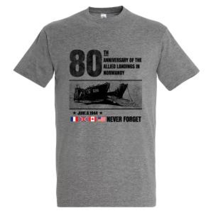 Tshirt homme Barge Never Forget 80th Anniversary Gris Chiné M