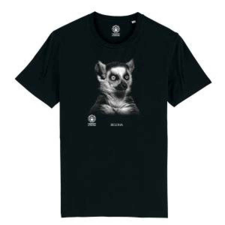 T-shirt homme bio ajust&eacute; Beloha (Mod&egrave;le Exclusif) Gamme Black Zoo de Thoiry + transfert Col Zoo de Thoiry Noir XS