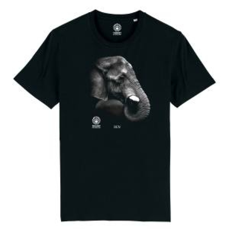 T-shirt homme bio ajust&eacute; Ben (Mod&egrave;le Exclusif) Gamme Black Zoo de Thoiry + transfert Col Zoo de Thoiry Noir M