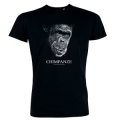 T-shirt homme bio ajusté Chimpanze + transfert manche droite Valle des Singes Black XS