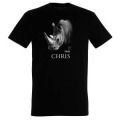 T-shirt homme bio ajust&eacute; Chris Rhino (Mod&egrave;le Exclusif) Gamme Black Cerza + transfert Col Cerza Noir S