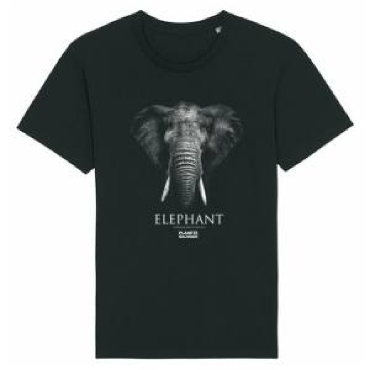 T-shirt homme bio ajusté Éléphant Gamme Black Planète Sauvage Noir XL