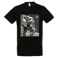 T-shirt homme bio ajusté Éléphant Linocut Gamme Black + transfert Col Safari de Peaugres Noir XS
