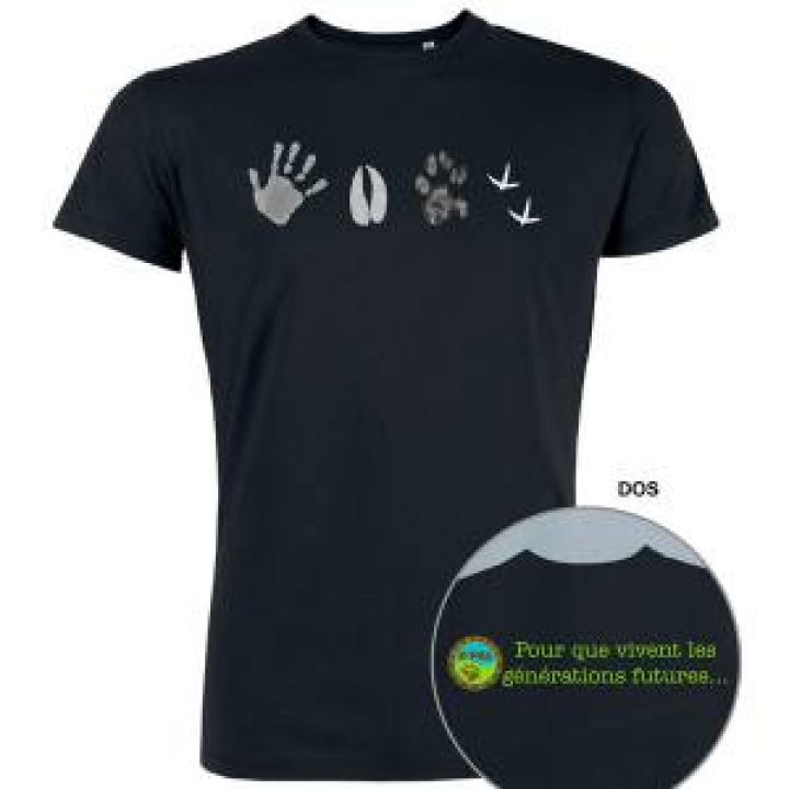 Tshirt homme bio ajusté Empreintes Grises pour Que Vivent les Générations Futures Black S