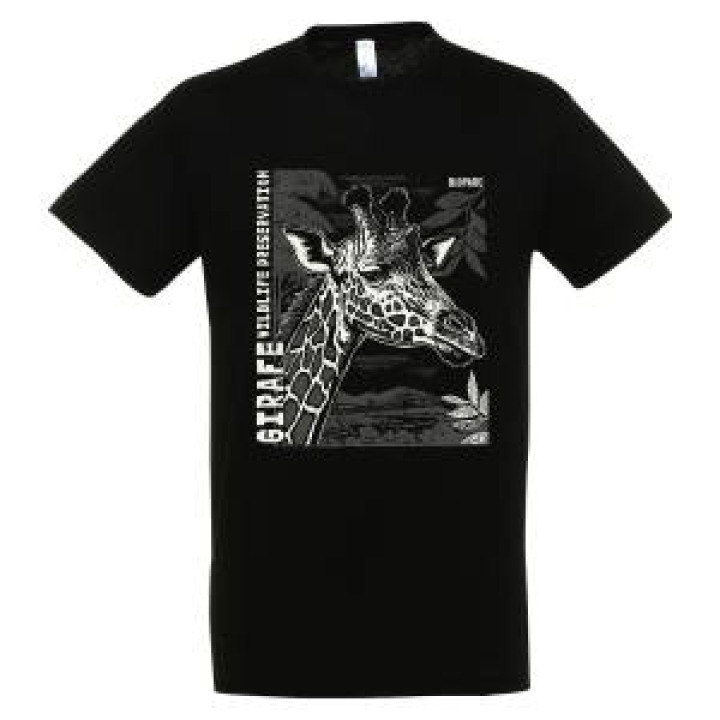 Tshirt homme bio ajusté Girafe Gamme Black Bioparc  transfert Col Bioparc Noir XS