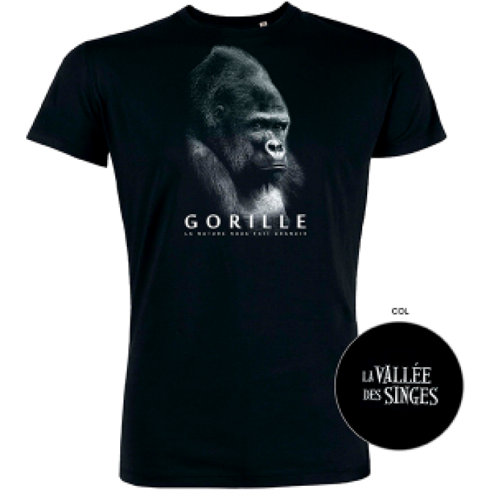 Tshirt homme bio ajusté Gorille Vallée des Singes Black S