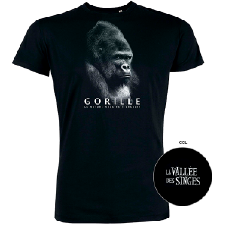 T-shirt homme bio ajusté Gorille Vallée des Singes Black S