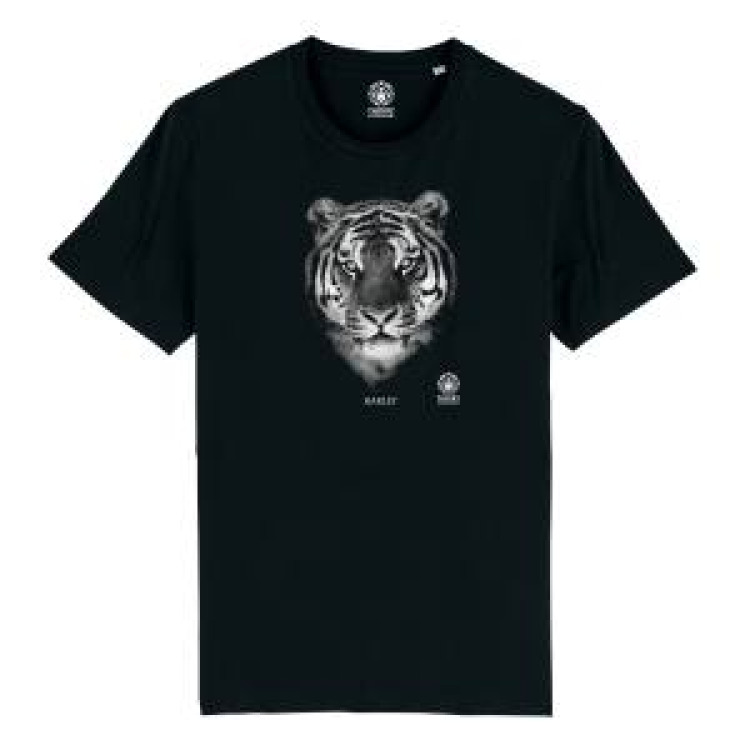 T-shirt homme bio ajust&eacute; Harley (Mod&egrave;le Exclusif) Gamme Black Zoo de Thoiry + transfert Col Zoo de Thoiry Noir M