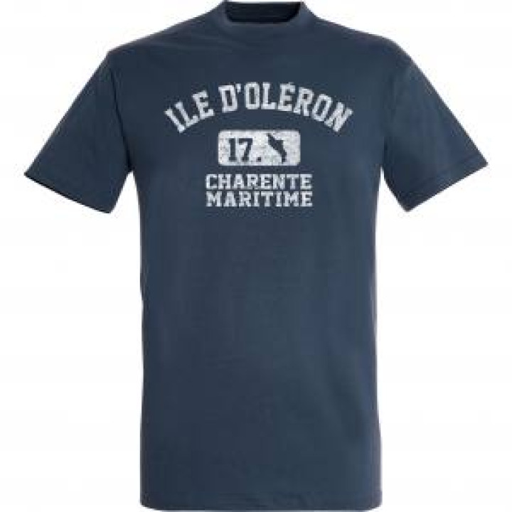Tshirt homme bio ajusté Île dOléron 17 Silhouette Carte Île dOléron Charente Maritime Denim S