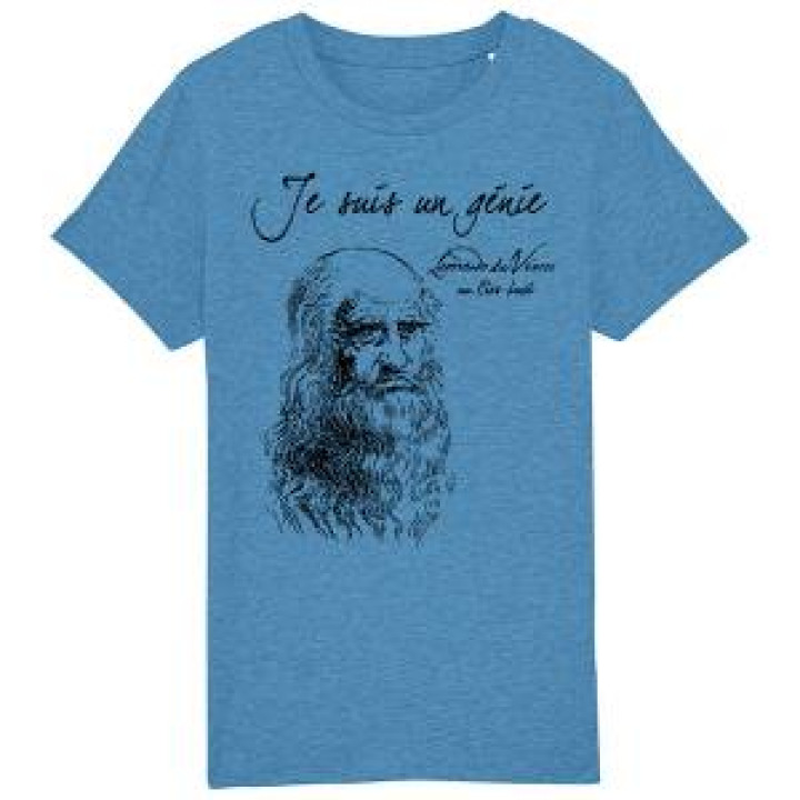 Tshirt homme bio ajusté Je suis un Génie Mid Heather Blue S