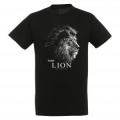 T-shirt homme bio ajust&eacute; Lion Gamme Black Parc Animalier d&rsquo;Auvergne + transfert Col Parc Animalier d&rsquo;Auvergne Noir S