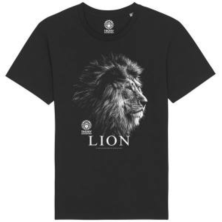 T-shirt homme bio ajust&eacute; Lion Gamme Black Zoo de Thoiry + transfert Col Zoo de Thoiry Black M