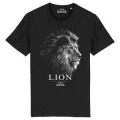 T-shirt homme bio ajust&eacute; Lion Gamme Black Zoo les Sables d&rsquo;Olonne + transfert Col Zoo les Sables d&rsquo;Olonne Noir XS