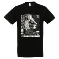 T-shirt homme bio ajusté Lion Linocut Gamme Black + transfert Col Safari de Peaugres Noir XS