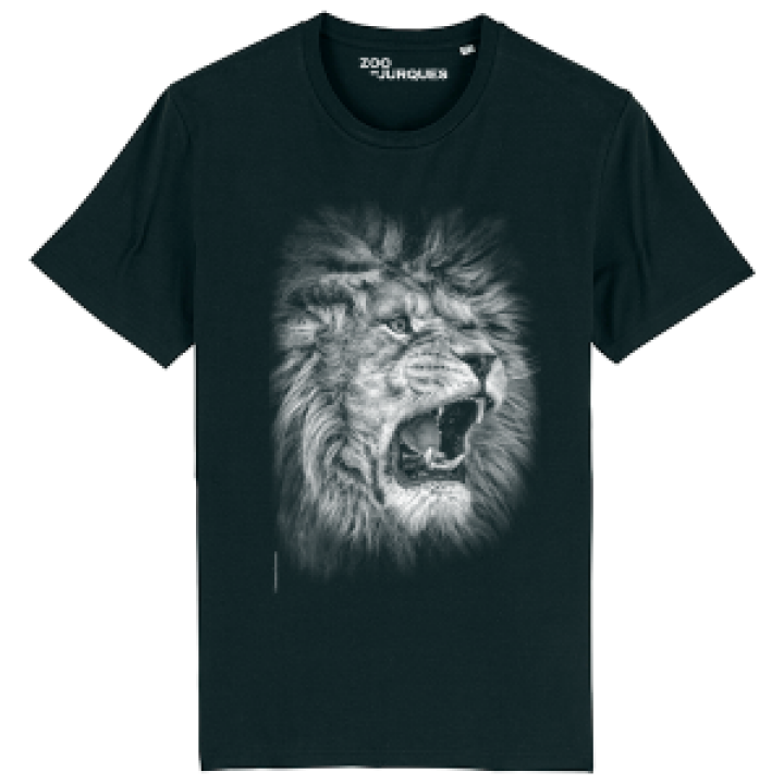Tshirt homme bio ajusté Lion Qui Rugit  transfert Col Zoo de Jurques Black S
