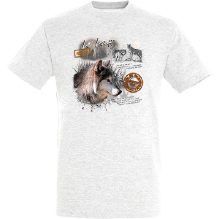 Tshirt homme bio ajusté Loup Blanc Chiné S