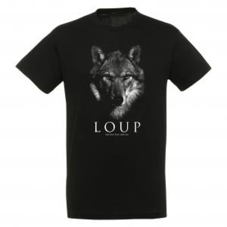T-shirt homme bio ajust&eacute; Loup Gamme Black Noir Profond XS