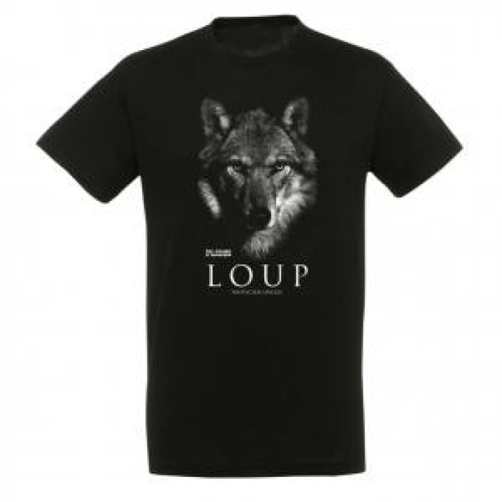 Tshirt homme bio ajusté Loup Gamme Black Parc Animalier dAuvergne  transfert Col Parc Animalier dAuvergne Black S