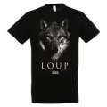 T-shirt homme bio ajusté Loup Gamme Black Planète Sauvage Noir S
