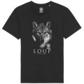 T-shirt homme bio ajust&eacute; Loup Gamme Black Zoo de Thoiry + transfert Col Zoo de Thoiry Noir S