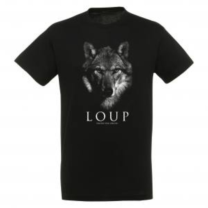 Tshirt homme bio ajusté Loup Gamme Black Noir S