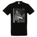T-shirt homme bio ajusté Loup Linocut Gamme Black Bioparc + transfert Col Bioparc Noir XS