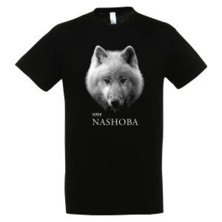 Tshirt homme bio ajusté Nashoba Loup Modèle Exclusif Gamme Black Cerza  transfert Col Cerza Noir S
