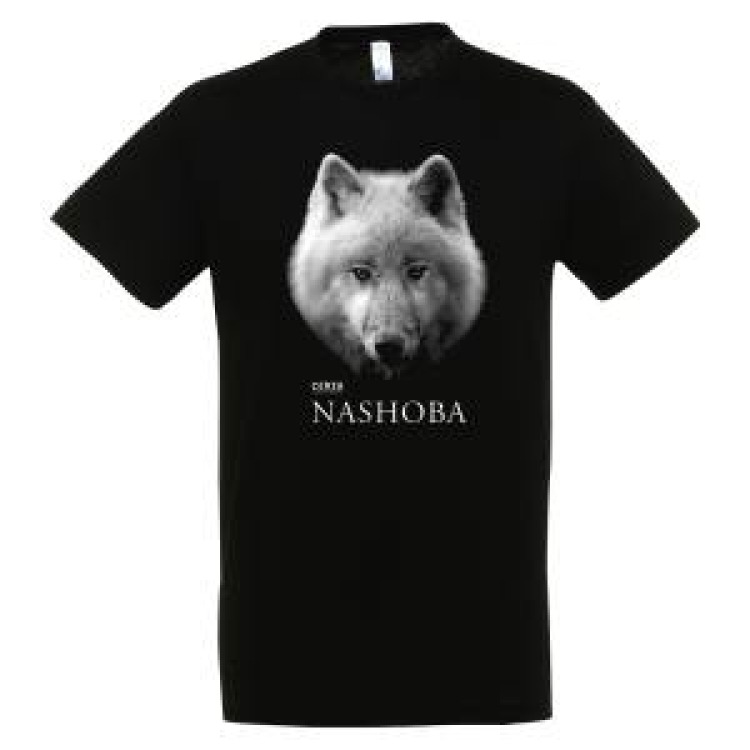 T-shirt homme bio ajust&eacute; Nashoba Loup (Mod&egrave;le Exclusif) Gamme Black Cerza + transfert Col Cerza Noir S