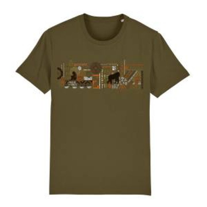 Tshirt homme bio ajusté Origine Frise Gorille Vallée des Singes Kaki S