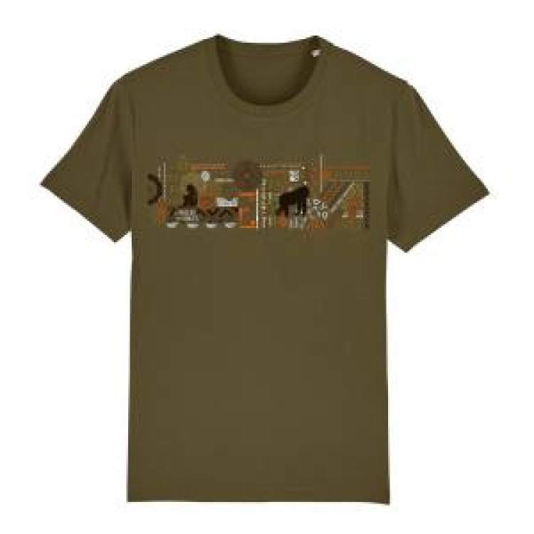 T-shirt homme bio ajusté Origine Frise Gorille Vallée des Singes Kaki M