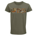 T-shirt homme bio ajusté Origines Safari de Peaugres + transfert Col Safari de Peaugres Kaki XS