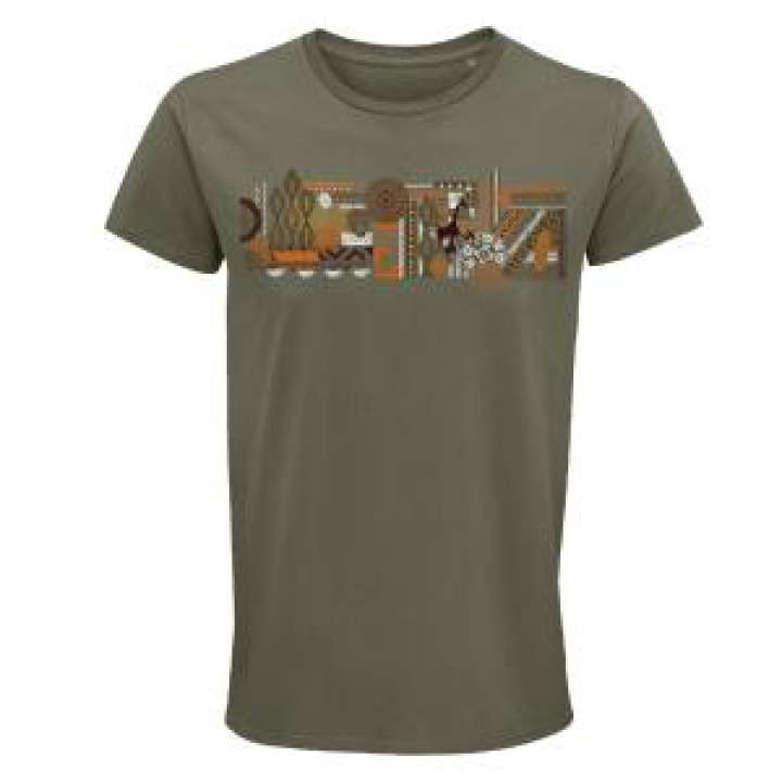 Tshirt homme bio ajusté Origines Safari de Peaugres  transfert Col Safari de Peaugres Kaki S