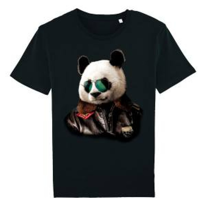 Tshirt homme bio ajusté Panda Aviateur Zoo de Beauval  Xs et S 28cm Large M et L 32 Cm Large Xl et Xxl 34 Cm Large Black S