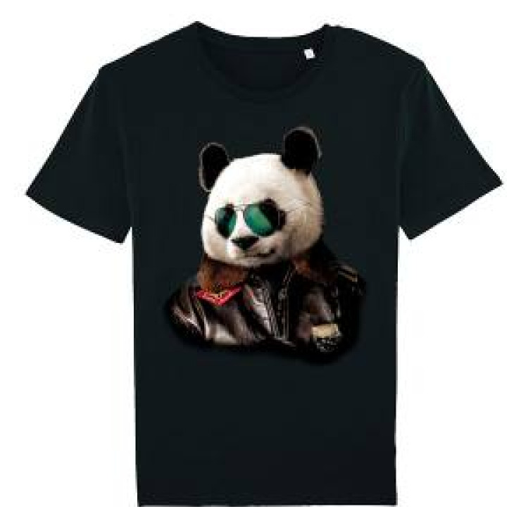 T-shirt homme bio ajust&eacute; Panda Aviateur Zoo de Beauval ( Xs et S 28cm Large) (M et L 32 Cm Large) (Xl et Xxl 34 Cm Large) Black S