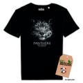 T-shirt homme bio ajusté Panthère des Neiges Gammes Black Zooparc de Tregomeur Noir S