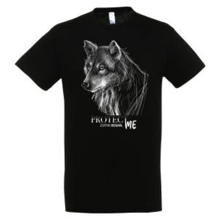 Tshirt homme bio ajusté Sérigraphie Loup Protect Me Zoo de Beauval H22cm sur Xxs Xs et S H25cm sur M L Xl et Xxl Black XS