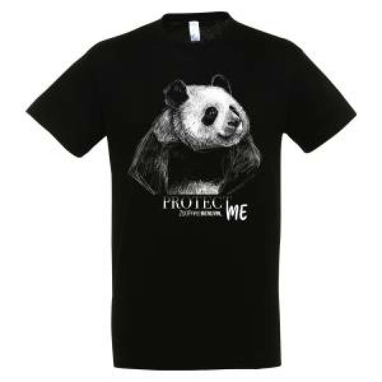 T-shirt homme bio ajust&eacute; S&eacute;rigraphie Panda Protect Me Zoo de Beauval (H22cm sur Xxs/ Xs et S- H25cm sur M/ L/ Xl et Xxl) Black XXS