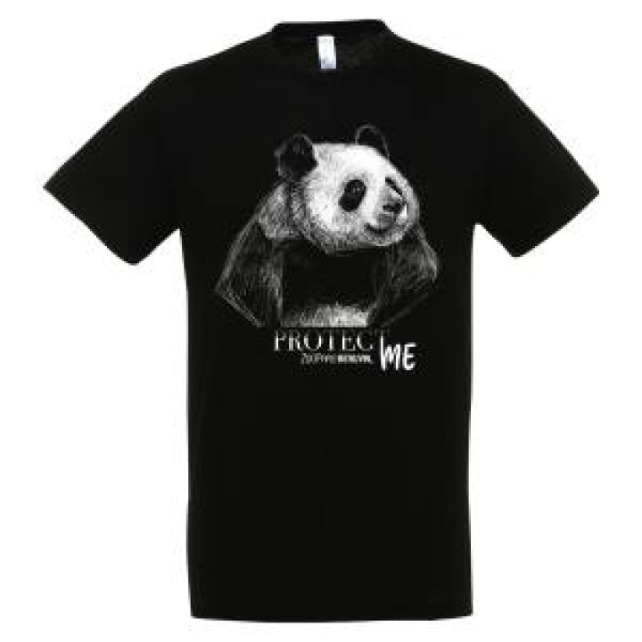 Tshirt homme bio ajusté Sérigraphie Panda Protect Me Zoo de Beauval H22cm sur Xxs Xs et S H25cm sur M L Xl et Xxl Black XS