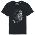 T-shirt homme bio ajusté Tête de Lion Gamme Black + transfert Col Zoo de Champrepus Black XS