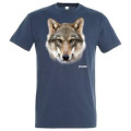 T-shirt homme bio ajusté Tête de Loup les Loups du Gévaudan Denim XS