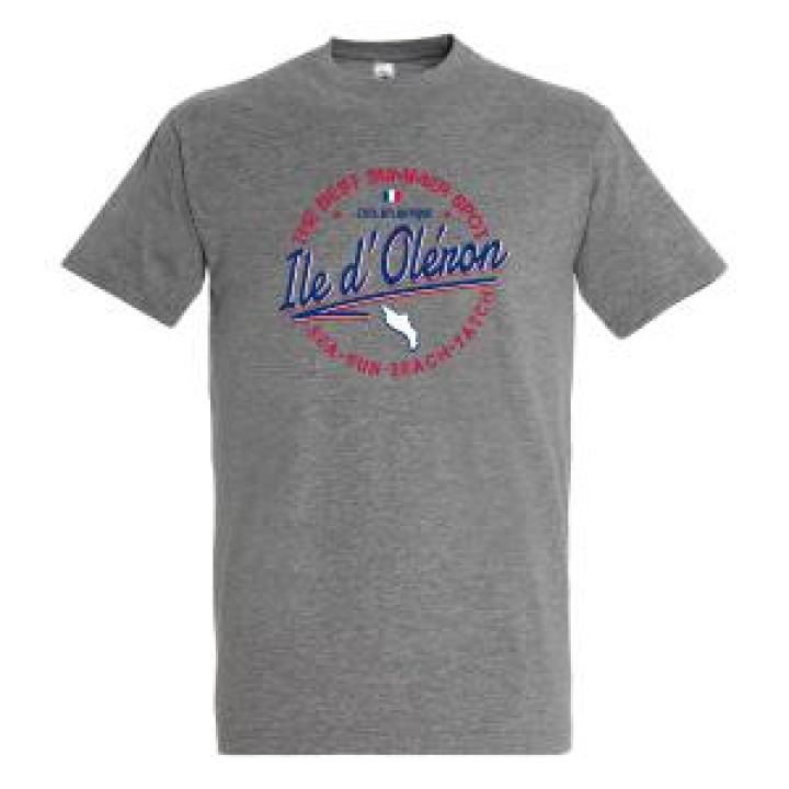 Tshirt homme bio ajusté The Best Summer Spot Île dOléron Gris Chiné S