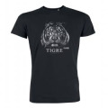 T-shirt homme bio ajusté Tigre Blanc Gamme Black Parc Animalier d’Auvergne + transfert Col Parc Anim
