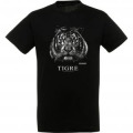 T-shirt homme bio ajusté Tigre Blanc Gamme Black Réserve de la Haute Touche Noir S