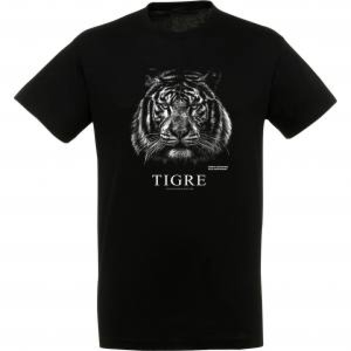 Tshirt homme bio ajusté Tigre Blanc Gamme Black Réserve de la Haute Touche Noir M