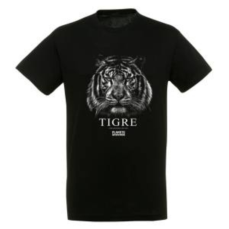 T-shirt homme bio ajusté Tigre Gamme Black Planète Sauvage Noir S