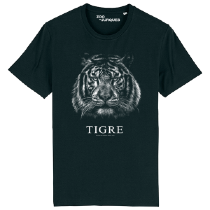 Tshirt homme bio ajusté Tigre Gamme Black  transfert Col Zoo de Jurques Black S