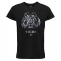 T-shirt homme bio ajusté Tigre Gamme Black + transfert Col Zoo d’Amiens Noir S