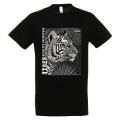 T-shirt homme bio ajusté Tigre Linocut Gamme Black Bioparc + transfert Col Bioparc Noir XS